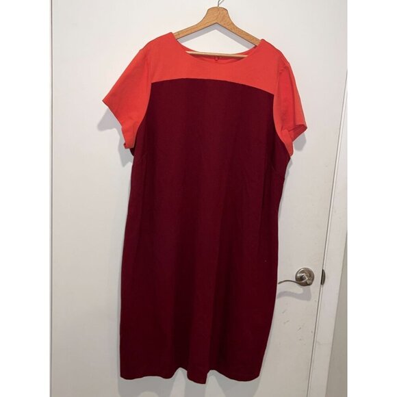 NWT Talbots Maroon Coral Short Sleeve Back Zipper Sheath Dress Women's Plus Size - Picture 2 of 10